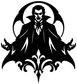 Black vampire broad-fang emblem vinyl decal with ornate fleur-de-lis bottom