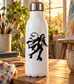 Vampire roller skater vinyl decal: black silhouette on white bottle