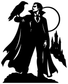 Black vampire and raven vinyl decal, vampire in coat with heart and raven