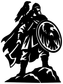Raven shield warrior vinyl decal, black Viking silhouette close-up