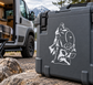 Viking warrior vinyl decal with axe and helmet on dark surface