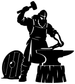 Black Viking warrior vinyl decal silhouette with raised hammer and anvil