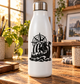 Black Viking compass and longship vinyl decal on white bottle