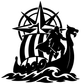 Black Viking longship and compass vinyl decal emblem