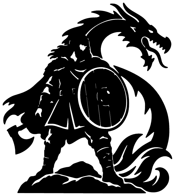 VikingCX021 — Round Shield Dragon ; preview rendered from the saved vector PDF