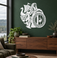 Viking warrior portrait shield vinyl decal with braided round shield, white on dark