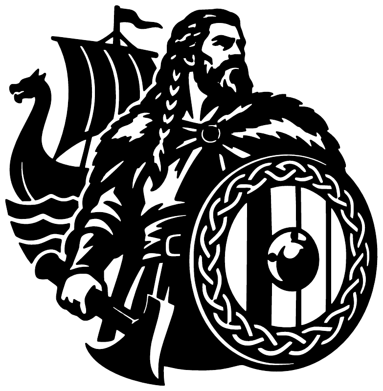 Black Viking warrior portrait shield vinyl decal, braided round shield design