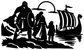 Black Viking family journey vinyl decal with longship and family figure silhouettes