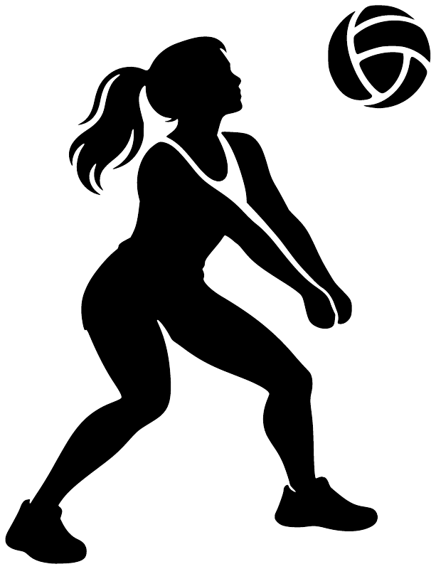 Silhouette volleyball player vinyl decal with volleyball emblem