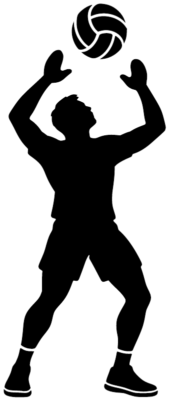 Black volleyball player vinyl decal silhouette with arms raised