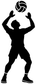 Black volleyball player vinyl decal silhouette with arms raised