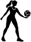 Volleyball player silhouette vinyl decal holding a volleyball, black on white