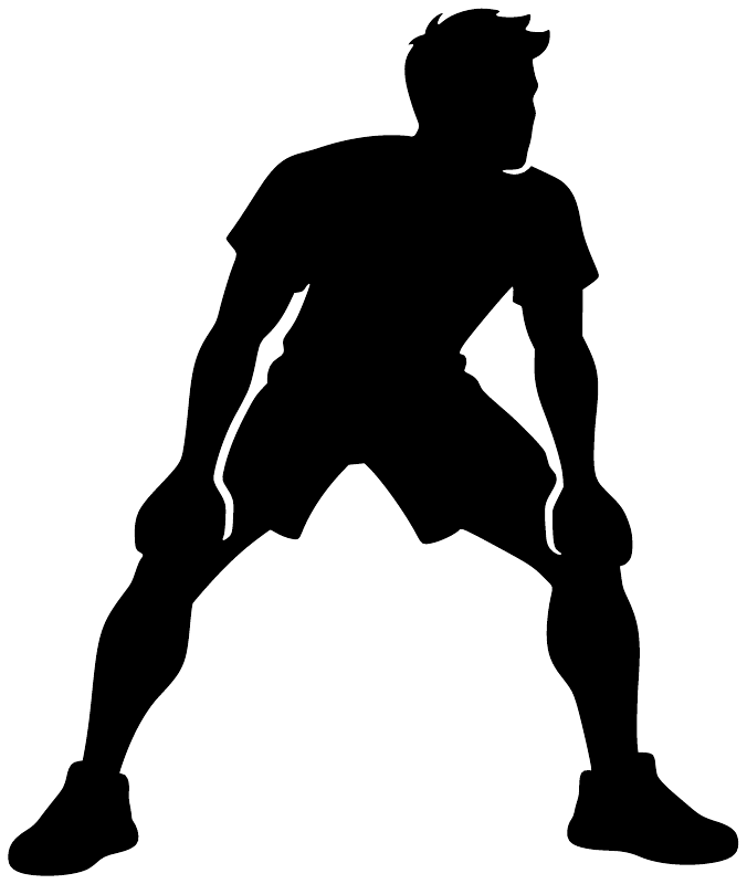 Black volleyball player silhouette vinyl decal, standing action pose