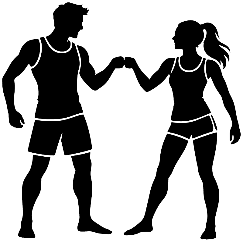 Volleyball vinyl decal showing two athletes fist bumping, black silhouettes