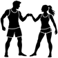 Volleyball vinyl decal showing two athletes fist bumping, black silhouettes