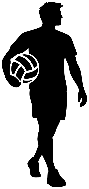 Volleyball walk to the court vinyl decal silhouette of a walking player holding a ball