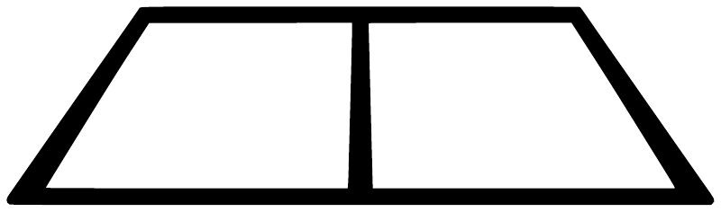 Volleyball court lines vinyl decal with black border, white playing area, center line
