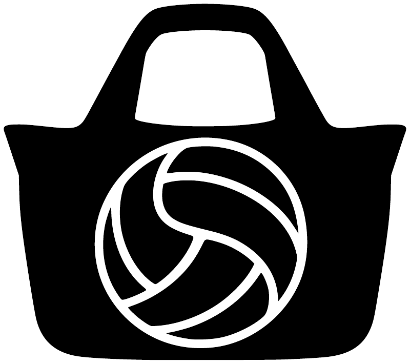 Black tote bag vinyl decal with white volleyball icon