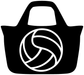Black tote bag vinyl decal with white volleyball icon