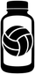 Volleyball bottle vinyl decal, white bottle with black cap and volleyball graphic