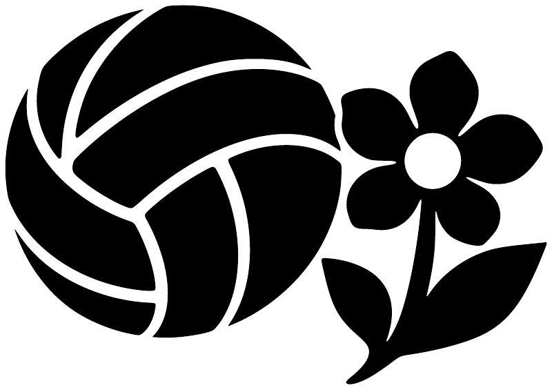 Black volleyball with wildflower vinyl decal, single-sheet design