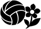 Black volleyball with wildflower vinyl decal, single-sheet design