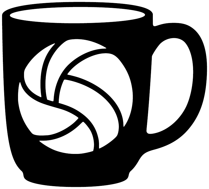 Black mug vinyl decal with white volleyball emblem