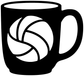 Black mug vinyl decal with white volleyball emblem