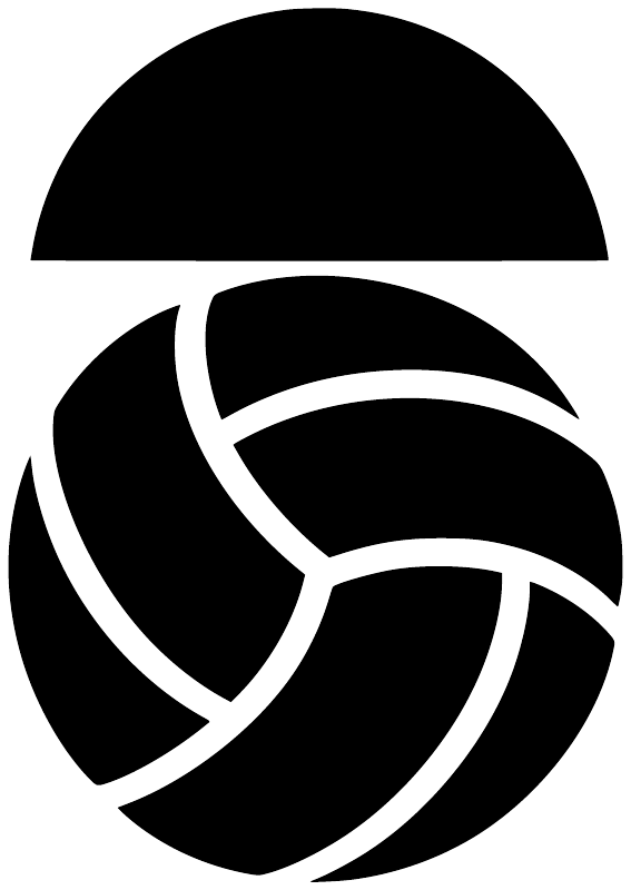 Volleyball shield vinyl decal logo, black and white circular ball graphic