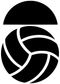 Volleyball shield vinyl decal logo, black and white circular ball graphic
