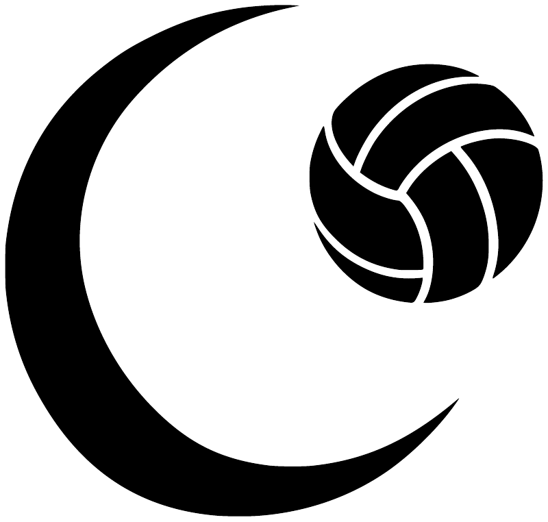 Volleyball moonlight vinyl decal showing black crescent moon and volleyball icon