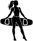 Wakeboarding vinyl decal silhouette of woman with wakeboards and rope handles