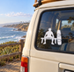 Wakeboarding vinyl decal: white silhouette of rider with wakeboard on car window