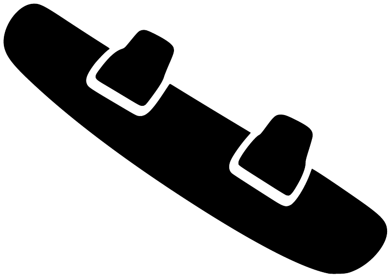 Black wakeboard vinyl decal with white binding blocks on transparent background