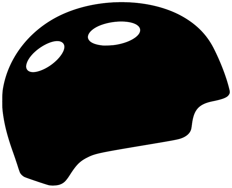 Helmet break vinyl decal close-up: black helmet silhouette with two white holes