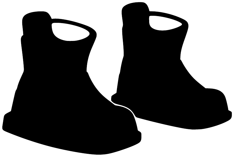 Wakeboarding boot binding vinyl decal pair, black and white boot silhouettes