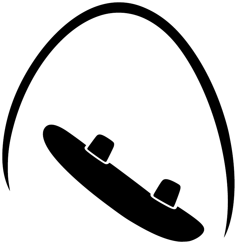Wakeboarding open sky vinyl decal, black wakeboard icon inside curved outline