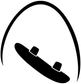 Wakeboarding open sky vinyl decal, black wakeboard icon inside curved outline