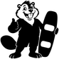 Beaver wakeboard vinyl decal, smiling beaver with thumbs-up holding a wakeboard