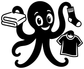 Black octopus laundry helper vinyl decal with shirt, socks, and soap icons