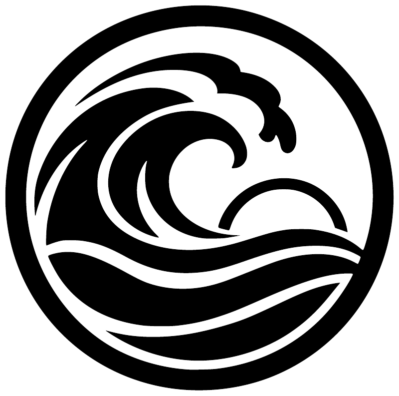 Black and white wave spin cycle vinyl decal graphic