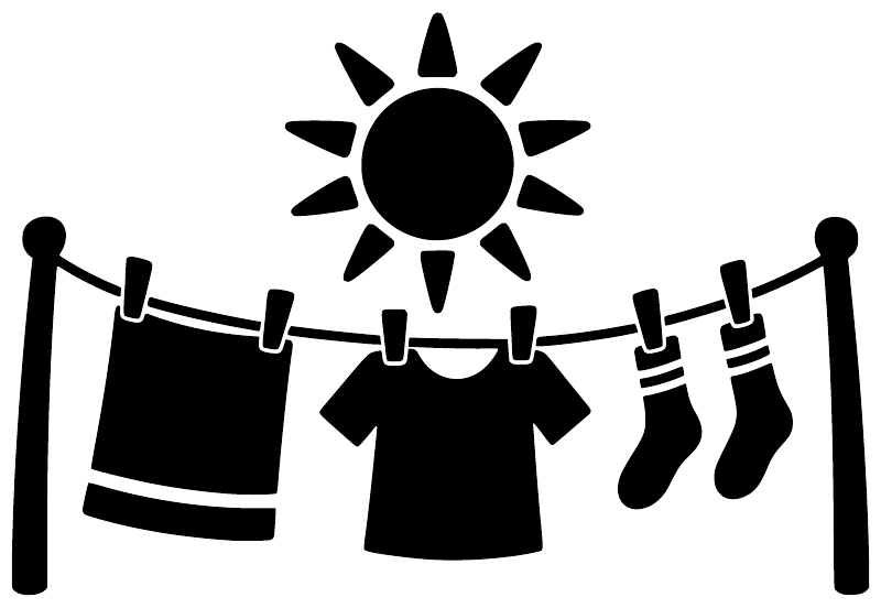 Clothesline sunshine vinyl decal with sun, clothesline, hanging laundry and pins