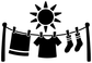 Clothesline sunshine vinyl decal with sun, clothesline, hanging laundry and pins