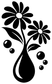 Black daisy flower vase vinyl wall decal close-up with curled petals and dots
