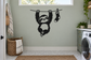 Black-and-white sloth vinyl decal with hanging laundry socks and hanger lines
