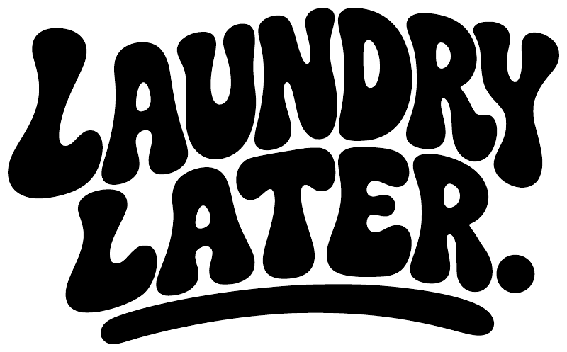 Laundry Later black vinyl lettering decal, bold drip-style text