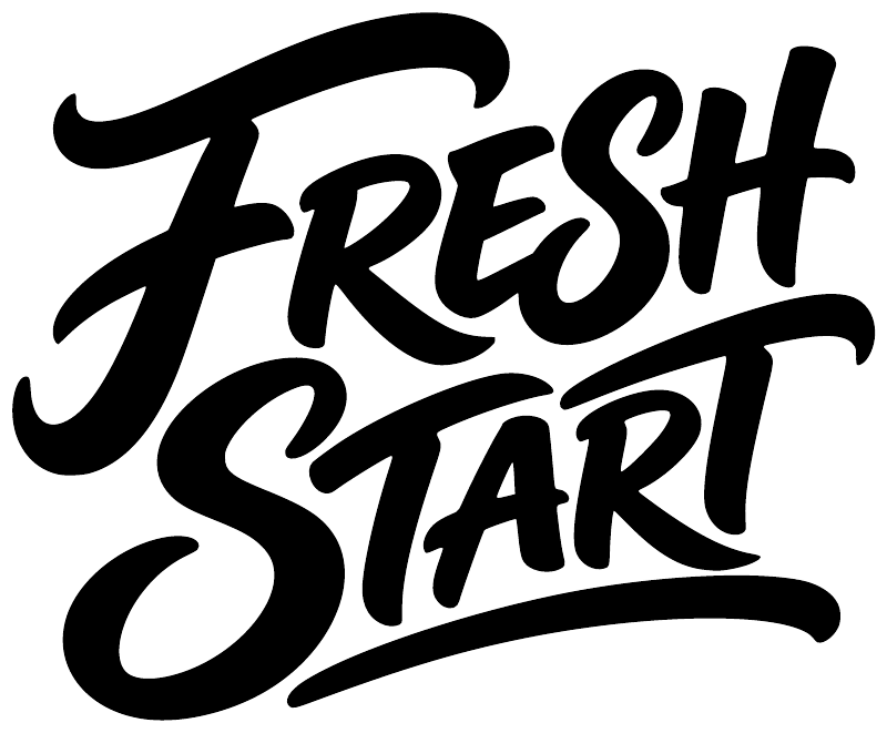 Fresh Start vinyl decal logo in black script on a white background