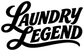 Black "Laundry Legend" vinyl decal with cursive script lettering, close-up