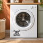 Vinyl decal with “WASH DRY FOLD REPEAT” text on a washing machine front