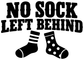 Vinyl decal design: "NO SOCK LEFT BEHIND" text with two black socks graphic